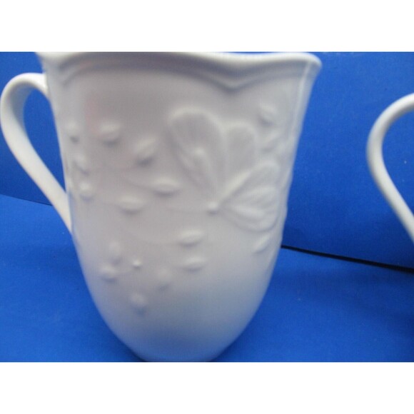 Lenox Butterfly Meadow Cloud White Embossed Butterflies And Leaves Mugs Set of 3 - Picture 14 of 16